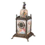 AUSTRIAN SILVER AND ENAMEL DESK CLOCK