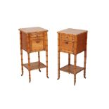 PAIR MARBLE TOP BEDSIDE TABLES
