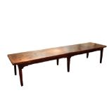 EXCEPTIONAL FIGURED ELM FARMHOUSE REFECTORY TABLE