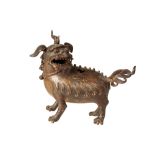 BRONZE LION-DOG CENSER AND COVER