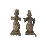 PAIR OF BRONZE FIGURES OF OFFICIALS, MING DYNASTY