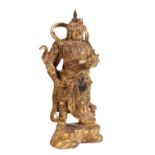 BRONZE WARRIOR FIGURE OF THE GUARDIAN KING DHANADAR