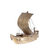 JAPANESE SILVER AND SILVER-GILT MODEL OF A BOAT (WASEN)