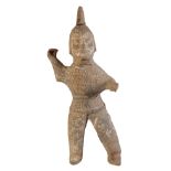 LARGE POTTERY FIGURE OF A WARRIOR