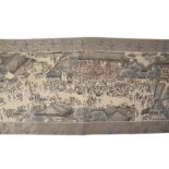 CHINESE SCROLL, depicting a figural continuous landscape scene