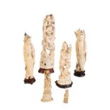 COLLECTION OF SIX CARVED IVORY FIGURES