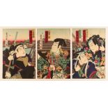 SET OF THREE WOOD BLOCK PRINTS BY TOYOHARA KUNICHIKA, (JAPANESE 1835-1900)