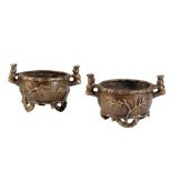 PAIR OF SMALL BRONZE CENSERS, QING DYNASTY