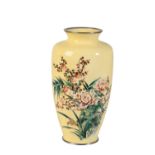 LARGE JAPANESE YELLOW-GROUND CLOISONNE VASE BY ANDO