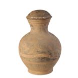 PAINTED TERRACOTTA HU VASE AND COVER