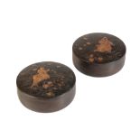PAIR OF JAPANESE BRONZE-METAL CIRCULAR BOXES AND COVERS