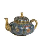 CLOISONNE 'PUMPKIN' FORM TEAPOT