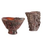 CARVED BUFFALO HORN LIBATION CUP