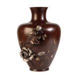 FINE JAPANESE MIXED METAL BRONZE VASE