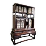 FINE ZITAN, HUANGHUALI, IVORY AND SHIBAYAMA CABINET ON STAND