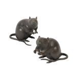 PAIR OF JAPANESE BRONZE RATS