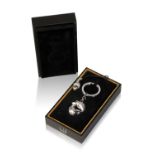 DUNHILL: A SILVER PLATED "CARP" KEYRING AND CHARM