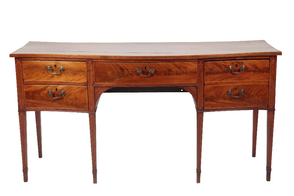 GEORGE III SHERATON STYLE FLAME-MAHOGANY SERPENTINE SIDEBOARD - Image 2 of 2