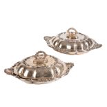 PAIR OF VICTORIAN SILVER ENTREE DISHES AND COVERS