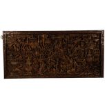 FINE AND LARGE CARVED HARDWOOD PANEL