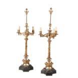 PAIR OF GILT-BRONZE CANDELABRA