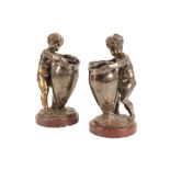 PAIR OF FRECH SILVERED BRONZE FIGURAL VASE, AFTER LOUIS KLEY
