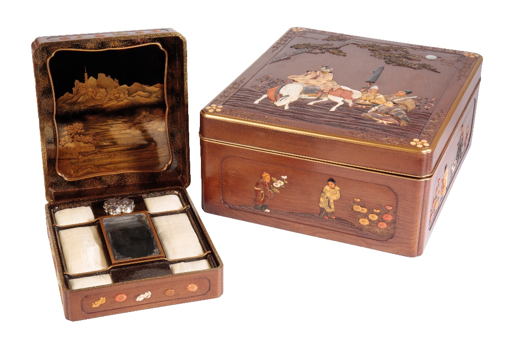 FINE JAPANESE SUZURIBAKO [WRITING BOX] AND MATCHING RYOSHIBAKO [DOCUMENT BOX]