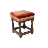 WILLIAM & MARY OAK CARVED STOOL