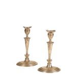 PAIR OF SILVER REGENCY STYLE SINGLE CANDLESTICKS