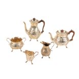 VICTORIAN FOUR-PIECE SILVER TEA SET