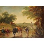 HENRY BRITTAN WILLIS (1810-1884) Cattle watering in a river
