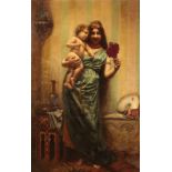 AGAPIT STEVENS (1849-1917) Orientalist style full-length portrait of a woman and child