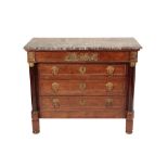 FRENCH EMPIRE ROSEWOOD AND ORMOLU MOUNTED COMMODE