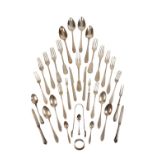 COLLECTION OF ENGLISH AND CHINESE MIXED SILVER FLATWARE