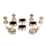 VICTORIAN SILVER TEN-PIECE CONDIMENT SET