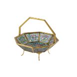 CONTINENTAL PLIQUE-A-JOUR AND GILT-METAL BASKET