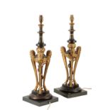 PAIR OF LOUIS XVI STYLE BRONZE AND GILT-BRONZE LAMPS