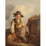 CONTINENTAL SCHOOL Study of a peasant boy seated beside a water source