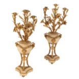 LARGE PAIR OF LOUIS XV STYLE MARBLE AND GILT-BRONZE CANDELABRA