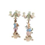 PAIR OF MEISSEN PORCELAIN CANDELABRA