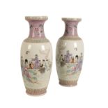 PAIR OF CHINESE FAMILLE ROSE VASES