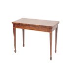 LATE GEORGE III FIGURED MAHOGANY CARD TABLE