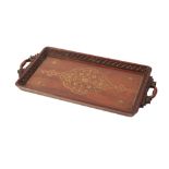 ANGLO-INDIAN BRASS INLAID ROSEWOOD TRAY