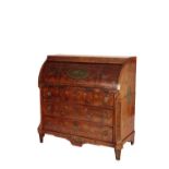 DUTCH PAINTED MAHOGANY CYLINDER BUREAU