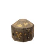 AN OCTAGONAL METAL TURBAN BOX