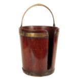 GEORGE III MAHOGANY AND BRASS BOUND PLATE BUCKET