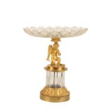 FRENCH GILT-BRONZE AND CUT GLASS TAZZA