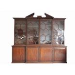 GEORGE III MAHOGANY BREAKFRONT LIBRARY BOOKCASE