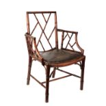 GEORGE III SIMULATED BAMBOO ELBOW CHAIR