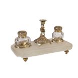 WILLIAM IV SILVER GILT CRYSTAL-MOUNTED INK STAND